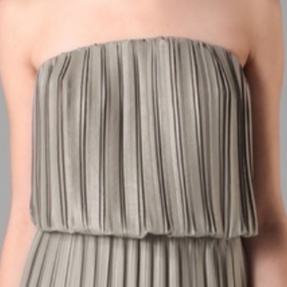 BCBG Max Azria strapless pleated maxi dress